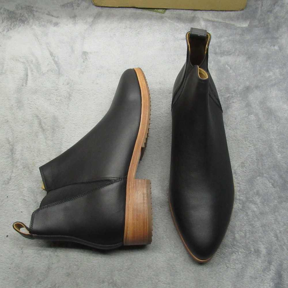 NISOLO Womens Chelsea Boot 11 Black Leather Everyday Heeled Casual $228 NEW